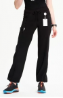 Women's Black Rib Knit Drawstring Waist Scrub Pant NASBOCES PT AIde